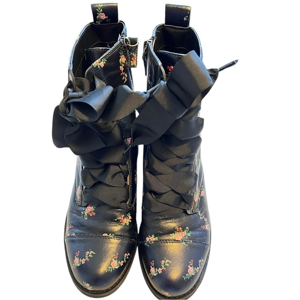 BP LEX-LEA Dark Navy Floral Leather Ankle Boot.